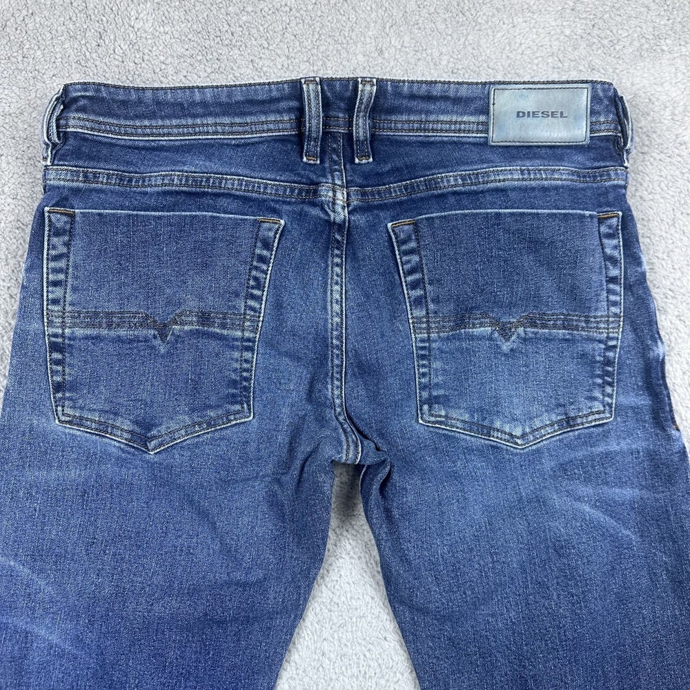 Diesel Jeans Mens 33x34 Zatiny Distressed Regular Bootcut C84ZX Button Fly Blue - Picture 3 of 16